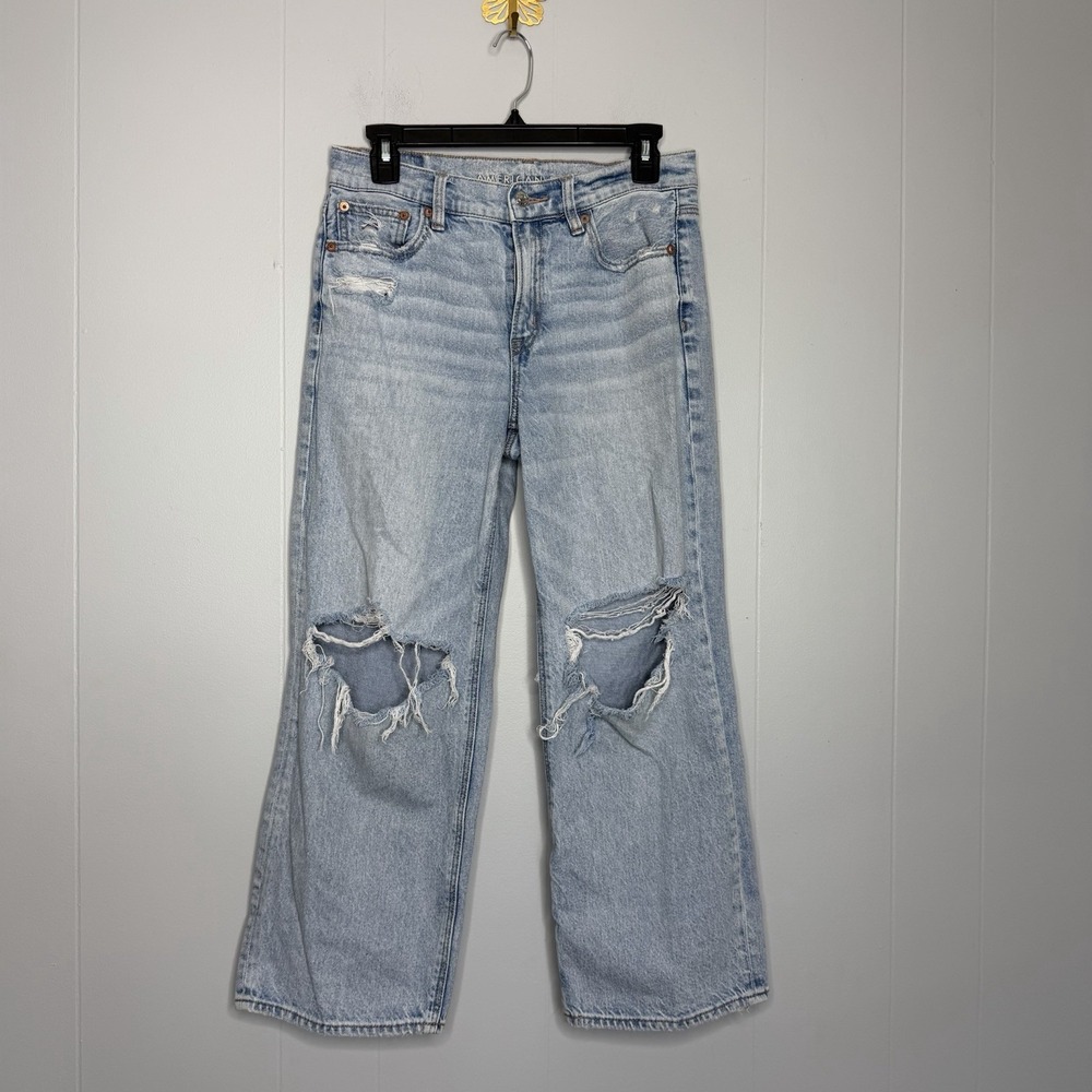 American Eagle Outfitters Stovepipe Womens 4 x-short Baggy Distressed Jeans